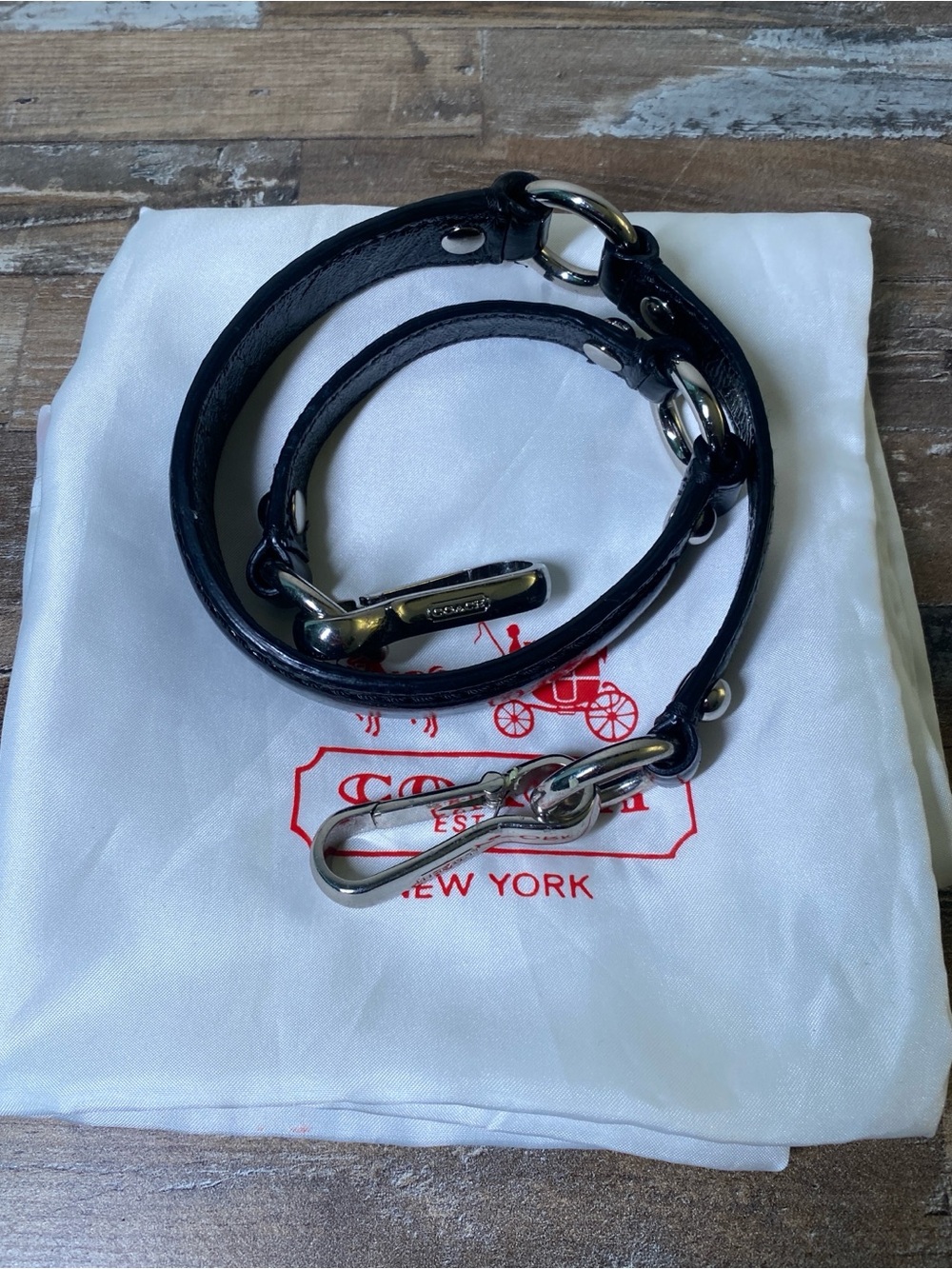 Coach Black Leather Strap Replacement with Silver Hardware